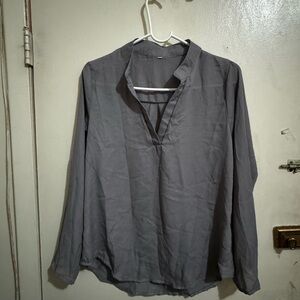 Gray Long Sleeve Blouse